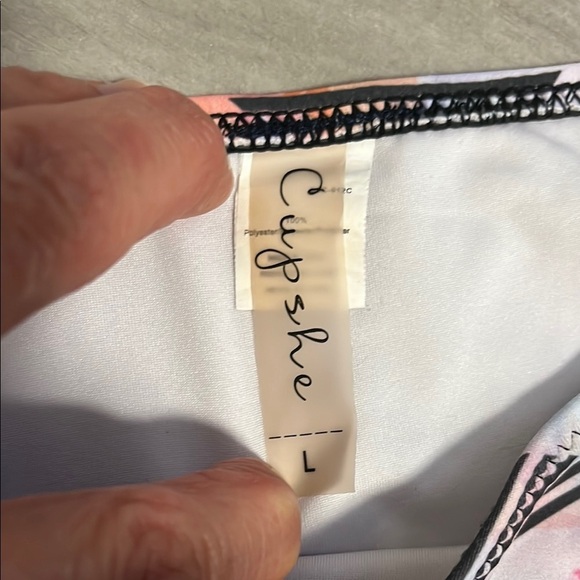 Cupshe White and Multicolor Black Strappy Swimsuit Bikini Set, Size L - Picture 2 of 12